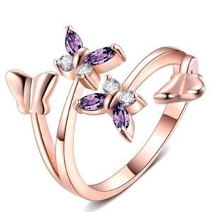 Adjustable 18k Rose Gold Butterfly Ring!